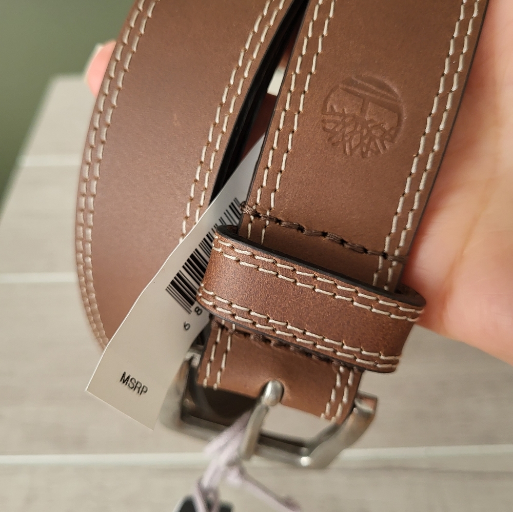 Timberland Mens Classic Leather Jean Belt Brown Size 42 New - Picture 5 of 7